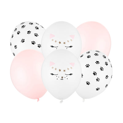 Mistura de balões de gatinhos cor-de-rosa / 6 pcs.