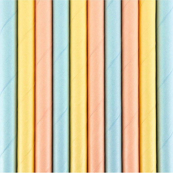 Smooth pastel mix paper straws / 10 pcs.