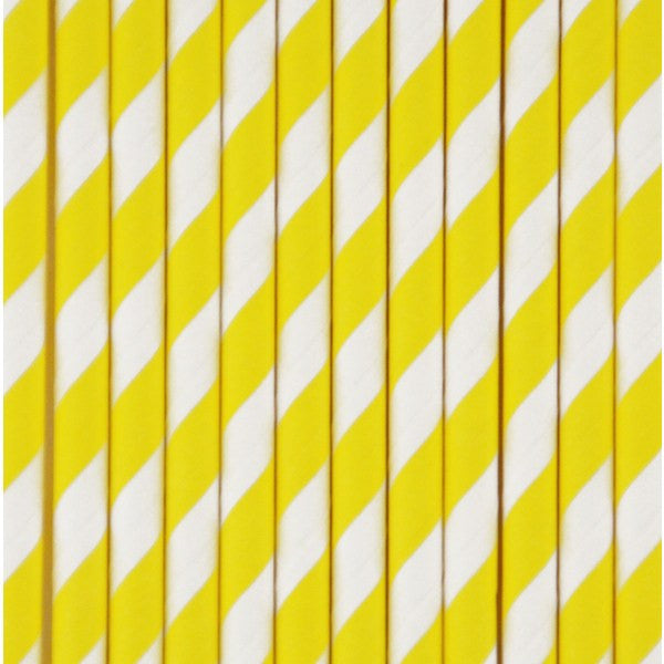 Yellow striped paper straws / 10 pcs.