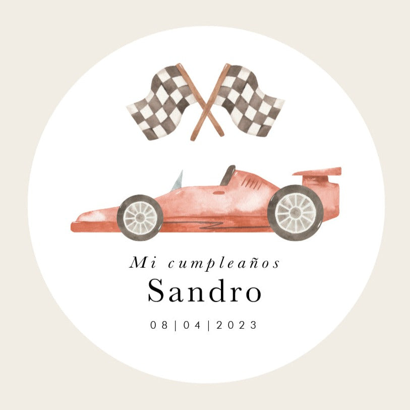 Personalized racing car sticker
