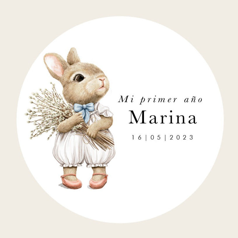 Personalized baby bunny sticker
