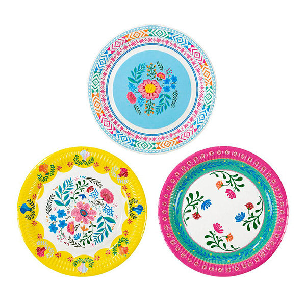 Boho flower plates / 12 units