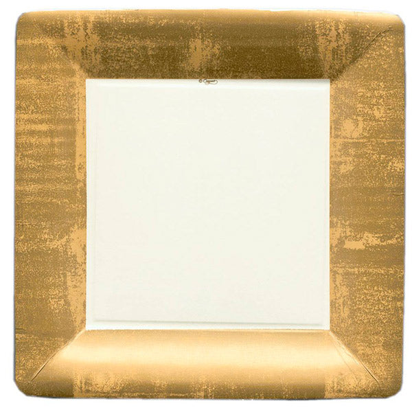 Golden square plates Linen / 8 pcs.