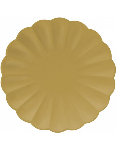 Basic eco compostable ocher scalloped plate / 8 units.