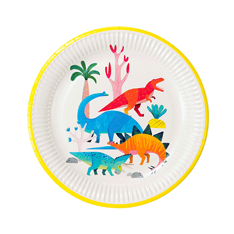 Colored dinosaur plates / 8 pcs.