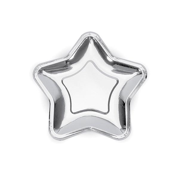 Silver star plates / 6 pcs.
