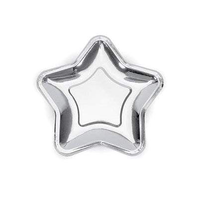 Silver star plates / 6 pcs.
