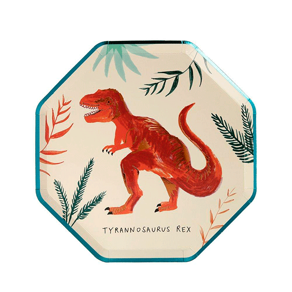 Vintage dinosaur mix dessert plate / 8 pcs.