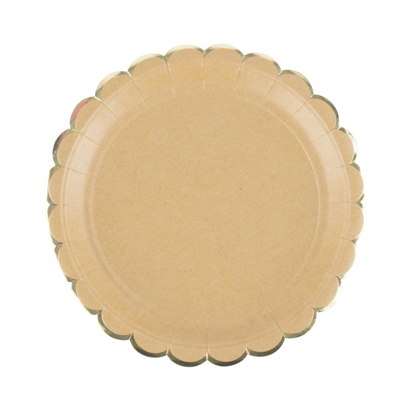 Kraft plates with gold detail / 8 units