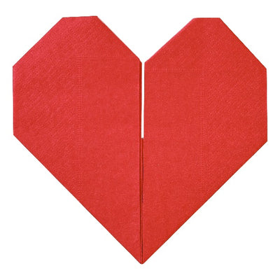 Origami red heart napkin / 16 pcs.