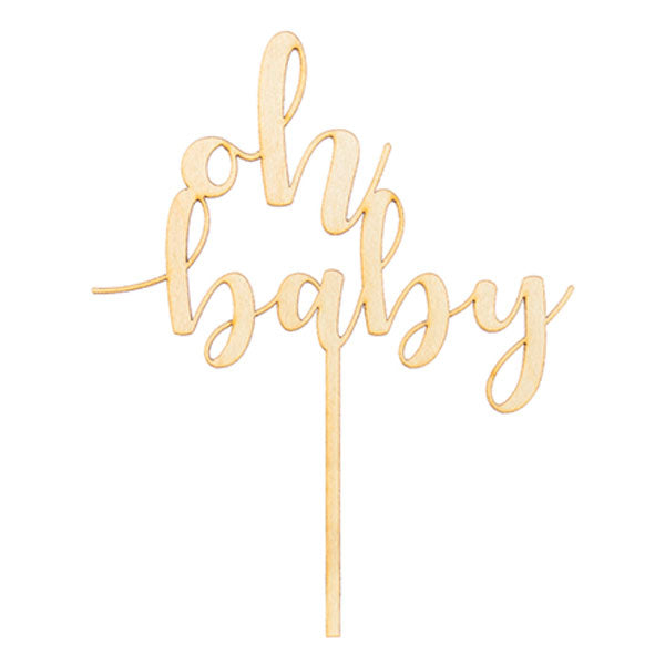 Wooden cake topper Oh baby