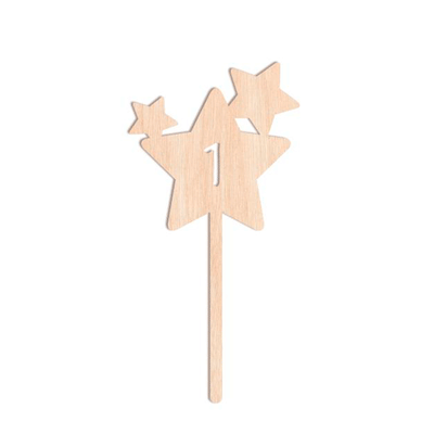 Wooden cake topper Star 1 year