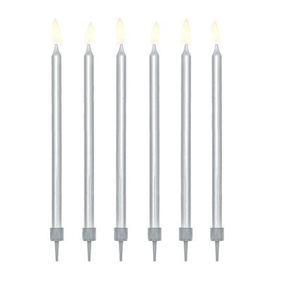 Velas largas plata basic / 12 ud.