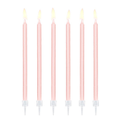 Long pink basic candles / 12 u.